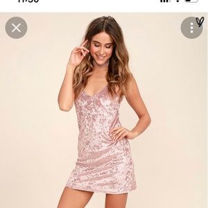 VS Blush Pink Velvet Slip Dress